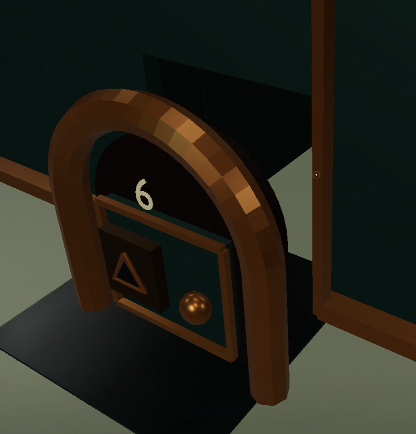 My screenshot of Door 6, with the rectangular wall opening visible above and behind its arch.