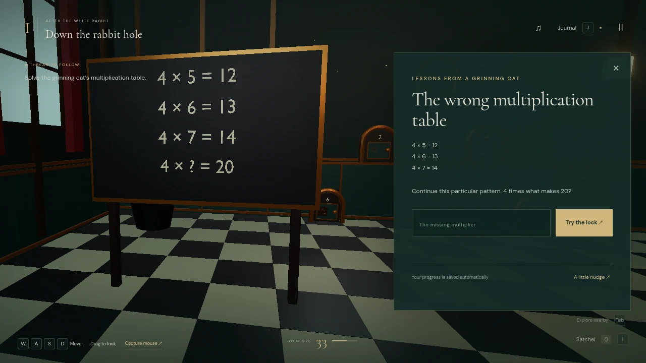 The same sequence on the hall blackboard.