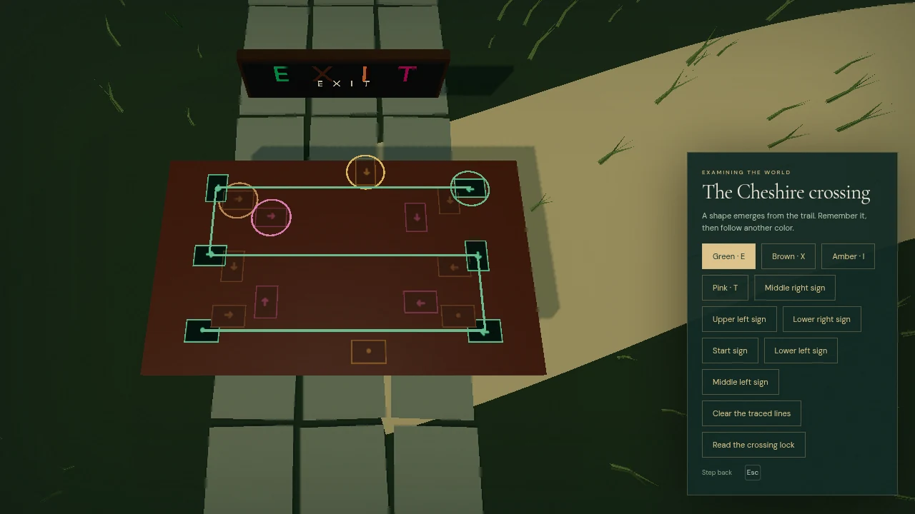 Tracing one colored route on our sign table.