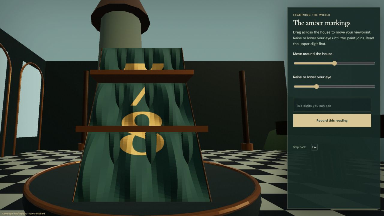 The rebuilt house with its amber paint aligned by the player.