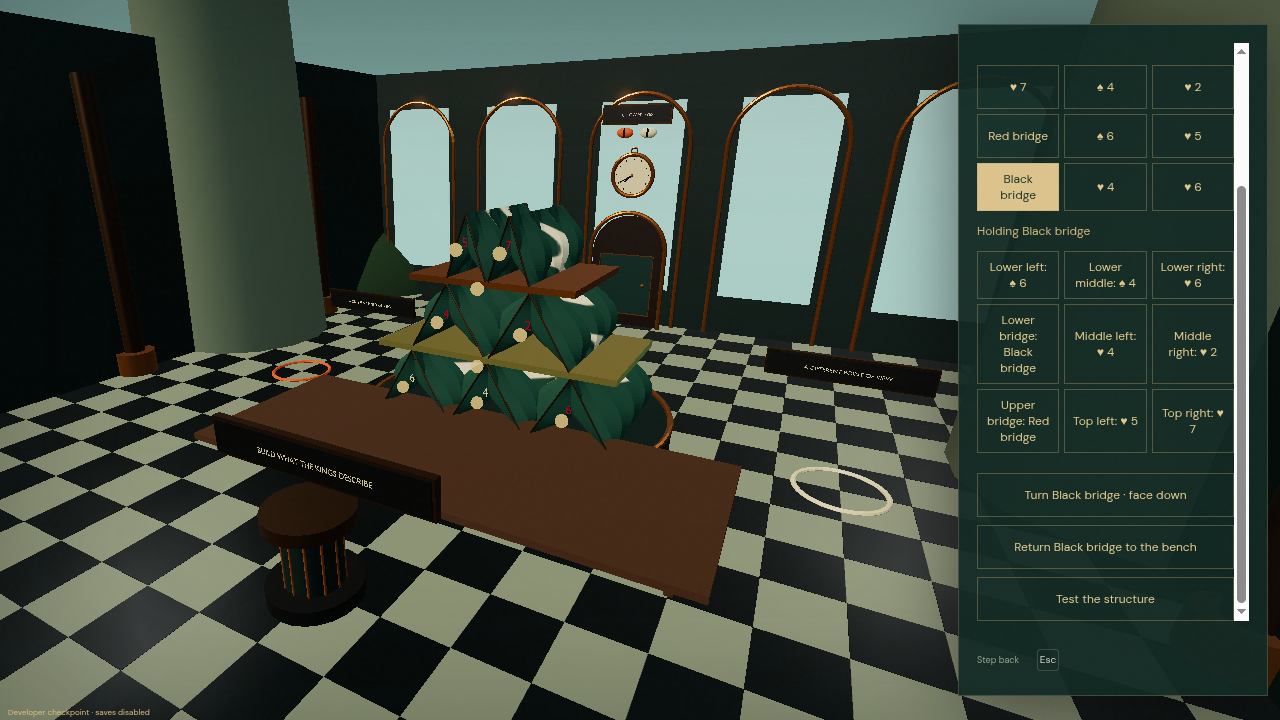 The new construction bench and position controls.
