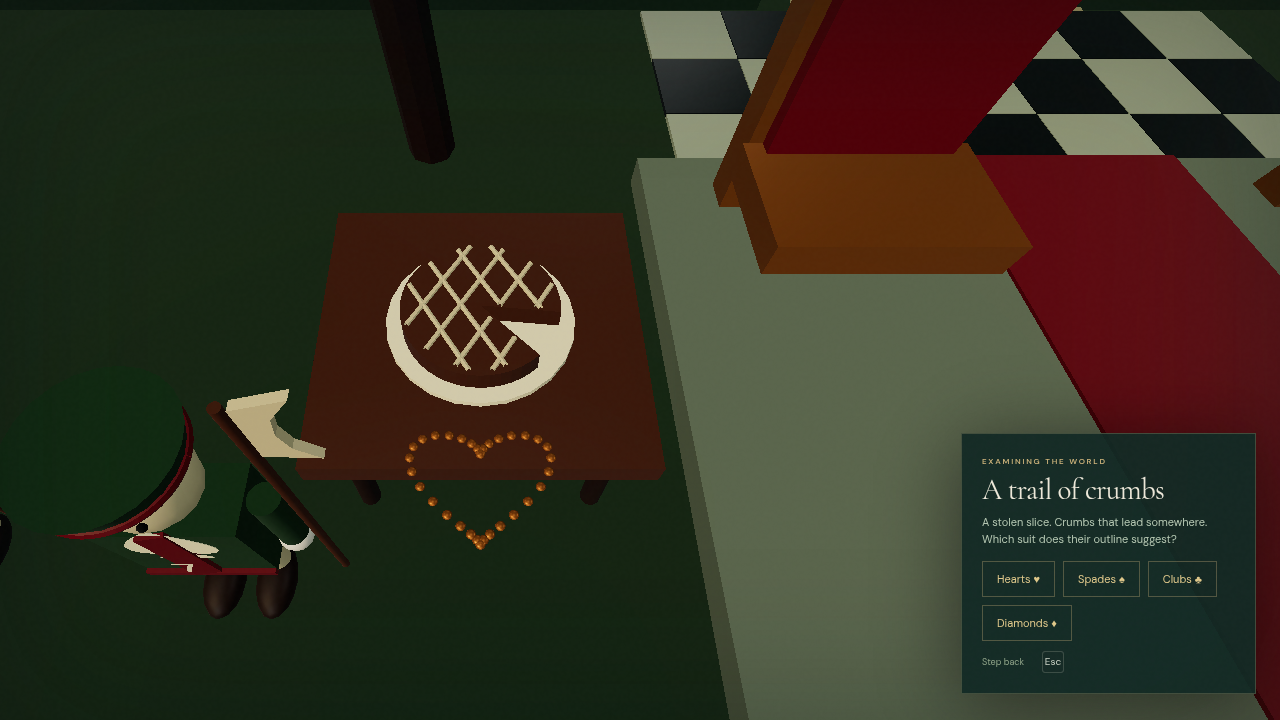 The tart and heart-shaped trail of crumbs.
